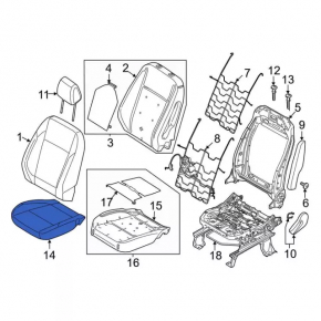 Водительское сидение Ford C-max MK2 13-16 без airbag, электро, кожа черн