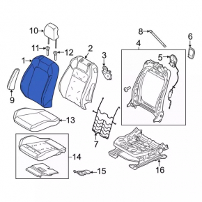 Водительское сидение Ford Mustang mk6 15-17 без airbag, купе, ткань