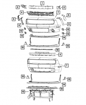 Бампер передний голый Dodge Challenger 15-23 рест