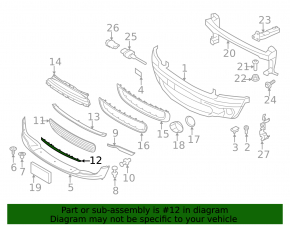 Нижний молдинг переднего бампера Mini Cooper R56 R58 11-15 хром