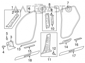 Накладка передней стойки правая Toyota Rav4 06-06 сер