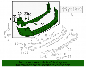 Бампер задний голый верхняя часть Audi Q3 83A 19-23 под парктроники и Park Assist, S-Line