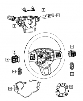 Кнопки управления на руле левые Jeep Compass 11-16 тип 1