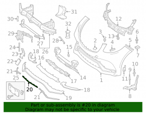 Молдинг переднего бампера нижний центральный Mercedes W166 GLE 16-19 AMG pkg, night pkg