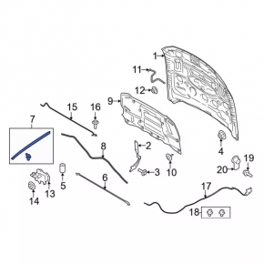 Уплотнитель капота правый Ford Mustang mk6 18-23