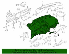 Торпедо передняя панель без AIRBAG Ford Edge 19-24 черное