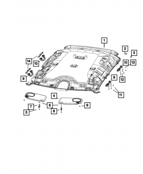 Козырек правый Fiat 500L 14-19 серый