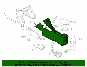 Консоль центральная подлокотник и подстаканники Ford Focus mk3 15-18 рест, черная, царапины, под чистку