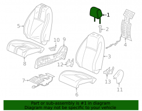 Подголовник передний левый Honda Civic XI FE/FL 22-24 4d, ткань серый