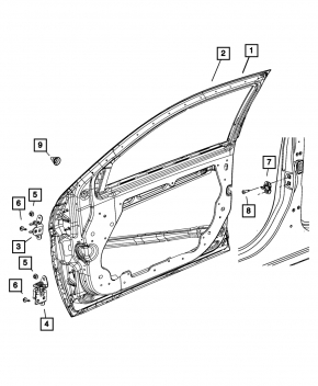 Дверь голая передняя левая Chrysler 200 11-14