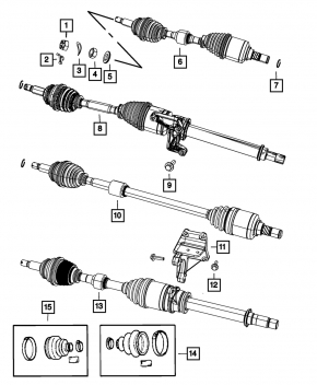 Привод полуось передняя правая Jeep Compass 11-16 2.4 CVT FWD