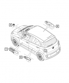 Управление стеклоподъемником передним левым Fiat 500L 14-17 черн, 4 auto