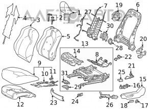 Обшивка подушки водительского сиденья Toyota Camry v70 19-19 ткань серая, с подогревом, под чистку, примято