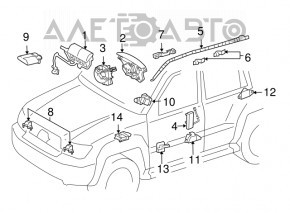 Подушка безопасности airbag в руль водительская Lexus GX470 03-09 черн