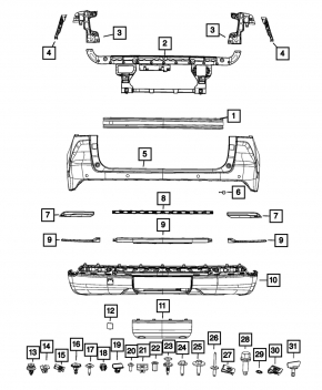 Губа заднего бампера Jeep Grand Cherokee WL 22-24 Limited, Laredo