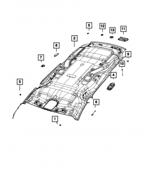 Обшивка стелі Chrysler Pacifica 17-20 без панорами, сіра