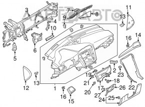 Накладка торпеды центральная Ford Fusion mk5 17-20 серая