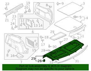 Полка задняя Audi A3 8V 15-20 4d черная под сабвуфер