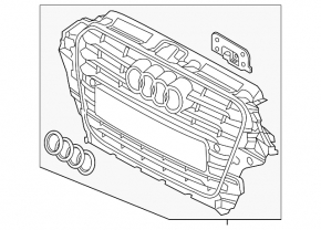 Решітка радіатора grill у зборі Audi A3 8V 15-16 глянсова чорна