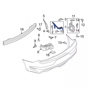Крепление заднего бампера на крыле левое Ford Mustang mk6 15-22 кабрио 2.3, 3.7