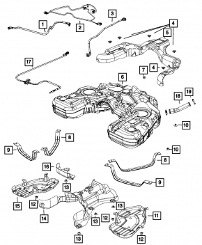 Топливный бак Jeep Grand Cherokee WK2 12-22 3.6 тип 2