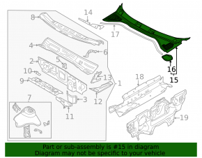 Решетка дворников пластик Audi A3 22-26