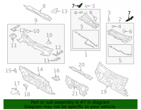 Уплотнитель решетки дворников левый Mazda 3 14-18 BM