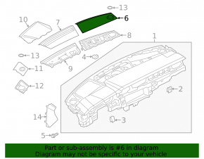 Накладка передньої панелі верхня права Audi A6 C8 19-24 чорна