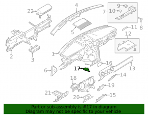 Накладка передней панели центральная левая Ford Mustang mk6 15-23 черная