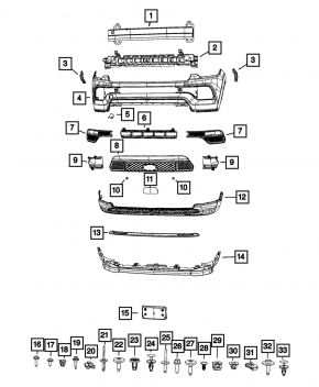 Решетка бампера левая Jeep Compass 22-26 структура без ПТФ