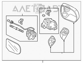 Дзеркало бічне праве у зборі Honda Civic 4d 06-12 3 піна, чорне