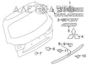 Эмблема двери багажника Mitsubishi Outlander Sport ASX 10-23