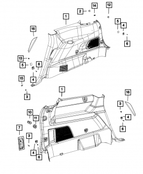 Обшивка арки права Dodge Journey 11-20 під 2 ряди сидінь