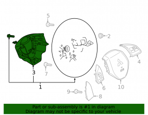 Руль голый Mitsubishi Outlander 16-21 кожа черный, потерт, царапина