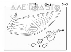 Фонарь внешний крыло левый Hyundai Elantra AD 19-20 LED с накладкой