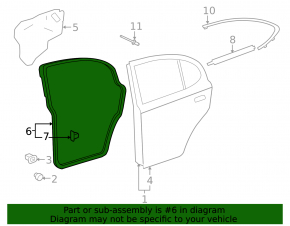 Уплотнитель двери задней левой Lexus IS250 IS350 06-14