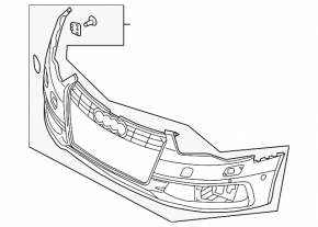 Бампер передній голий Audi A6 C7 12-15 без парктроників, s-line pkg