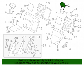 Подголовник 2 ряда левый Subaru Outback 15-19 ткань, черный