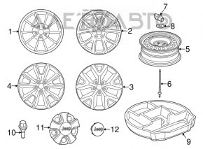 Шпилька крепление запасного колеса Jeep Cherokee KL 14-23