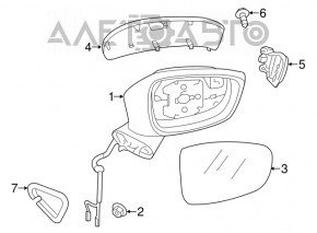 Зеркало боковое правое в сборе Mazda 6 14-16 6 пинов, поворотник, подогрев, BSM, красное