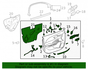 Обшивка двери карточка передняя правая Chevrolet Malibu 13-15 под Pioneer, кожа черн