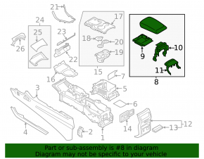 Подлокотник Ford Edge 15-19 кожа черный, под химчистку
