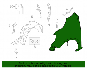 Крыло переднее правое Nissan Versa 12-19