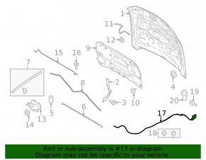 Трос открывания замка капота Ford Mustang mk6 18-23 без кронштейна