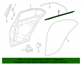 Молдинг дверь-стекло центральный задний правый Mercedes C-class W205 15-21 хром