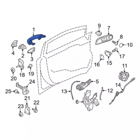 Ручка двери внешняя передняя левая Ford Fiesta 11-19 keyless