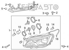 Фара передня права VW Passat b8 16-19 USA галоген, подряпини, під полірування