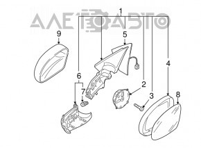 Заглушка бокового зеркала левая VW Tiguan 09-17 с пищалкой Dynaudio, потерта