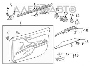 Управління склопідйомником переднім лівим Toyota Camry v70 18-21 auto, з накладкою, з керуванням дзеркалами, потертість