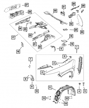 Подкрылок передний правый Jeep Cherokee KL 14-20